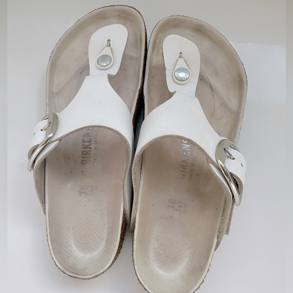 BIRKENSTOCK Gizeh Big Buckle Sandals White Size 38